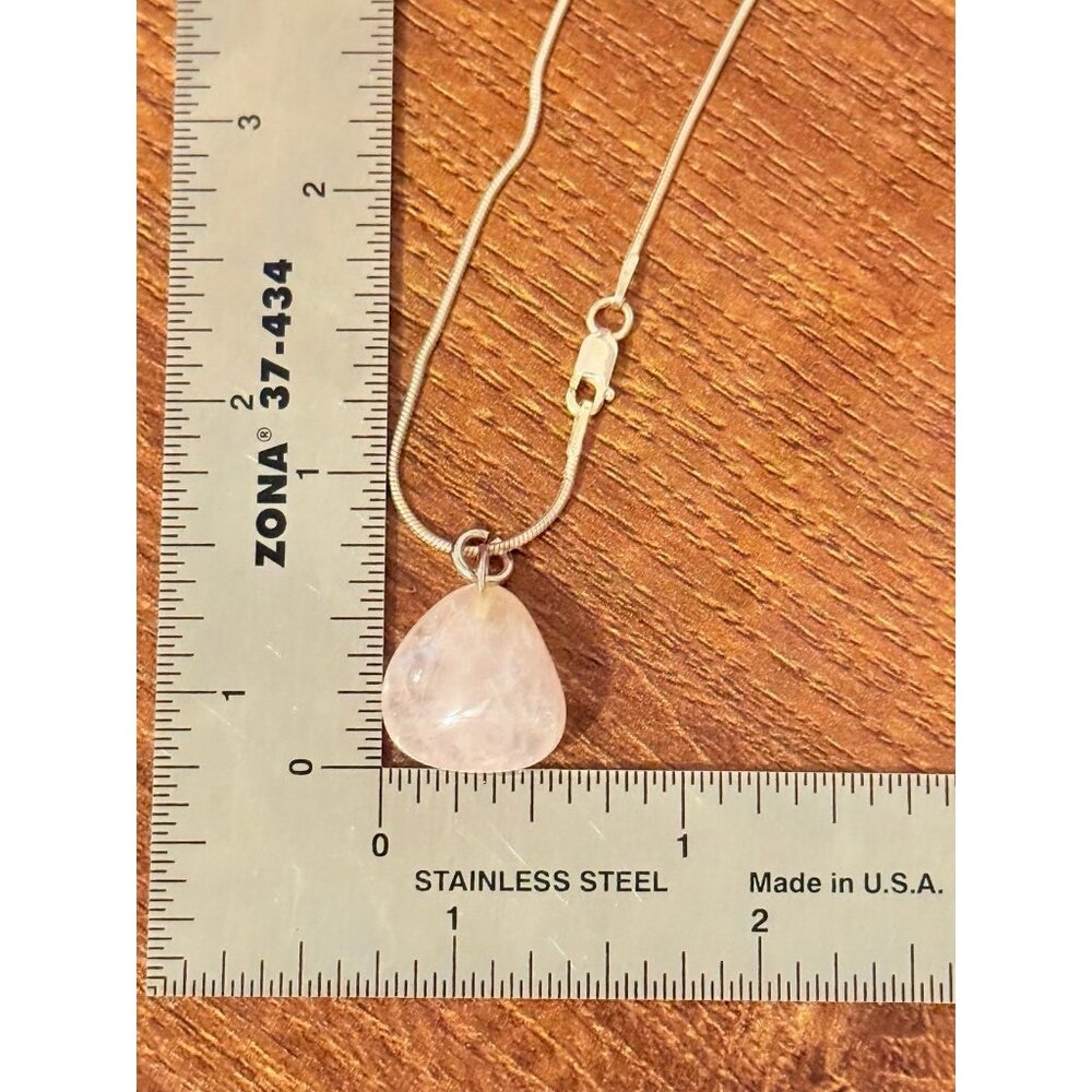 Pink Quartz Sterling Silver Chain Necklace - Picture 7 of 8